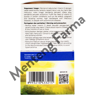 H2 Vit D3 1000 IU 30 Kapsul - Suplemen Vitamin D3 Bantu Jaga Daya Tahan Tubuh - Menteng Farma