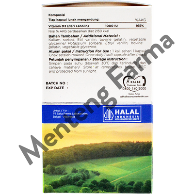 H2 Vit D3 1000 IU 30 Kapsul - Suplemen Vitamin D3 Bantu Jaga Daya Tahan Tubuh - Menteng Farma