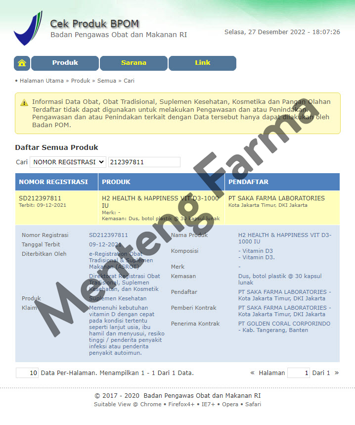 H2 Vit D3 1000 IU 30 Kapsul - Suplemen Vitamin D3 Bantu Jaga Daya Tahan Tubuh - Menteng Farma