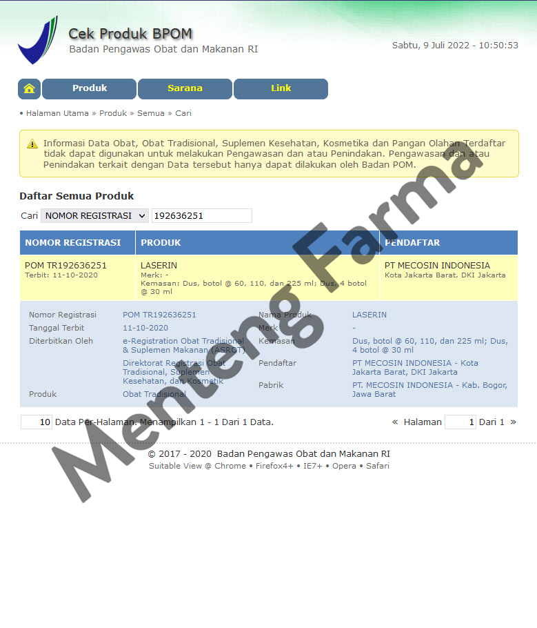 Laserin 60 mL - Sirup Pereda Batuk - Menteng Farma