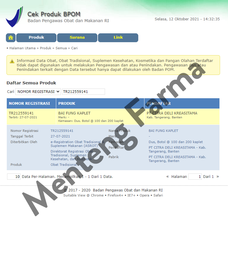 Bai Feng Wan (Pak Fung Pills) isi 1 - Menteng Farma