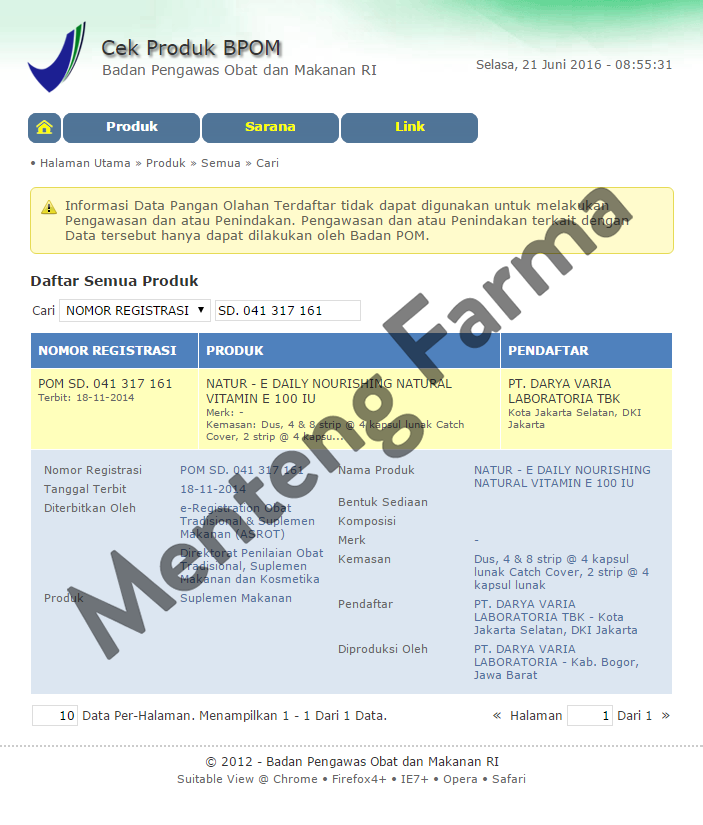 Natur E Natural Vitamin E 100 IU - Menteng Farma