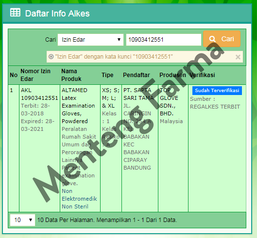 Altamed Sarung Tangan Karet (Size L) - Dus Isi 100 pcs - Menteng Farma