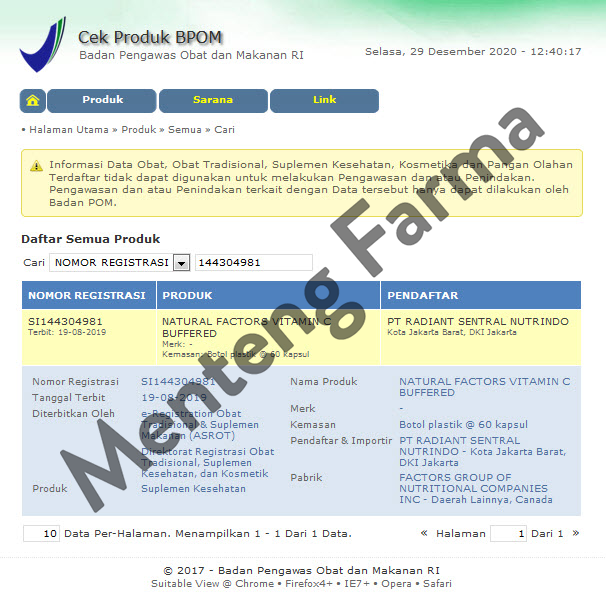 Natural Factors Vitamin C Buffered 1000 mg 60 Kapsul - Menteng Farma