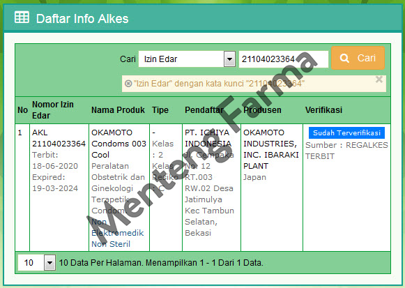 Kondom Okamoto 003 Cool 3 Pcs - Dengan Sensasi Menthol - Menteng Farma