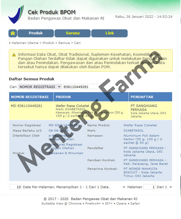 Diabetasol Wafer Chocolate 100 Gram - Camilan Sehat Khusus Diabetes - Menteng Farma