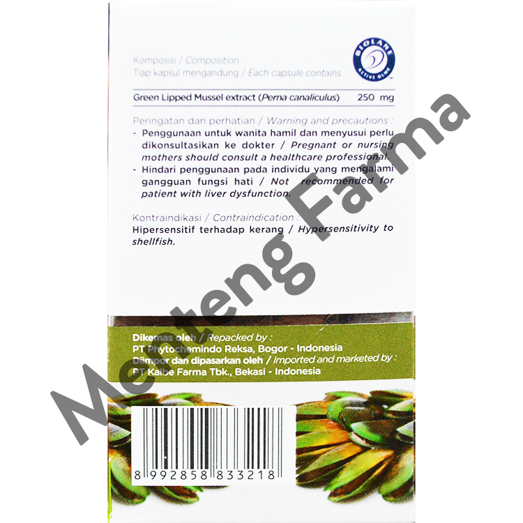 H2 Green Lipped Mussel - Suplemen Sendi, Osteoarthritis, Nyeri Sendi - Menteng Farma