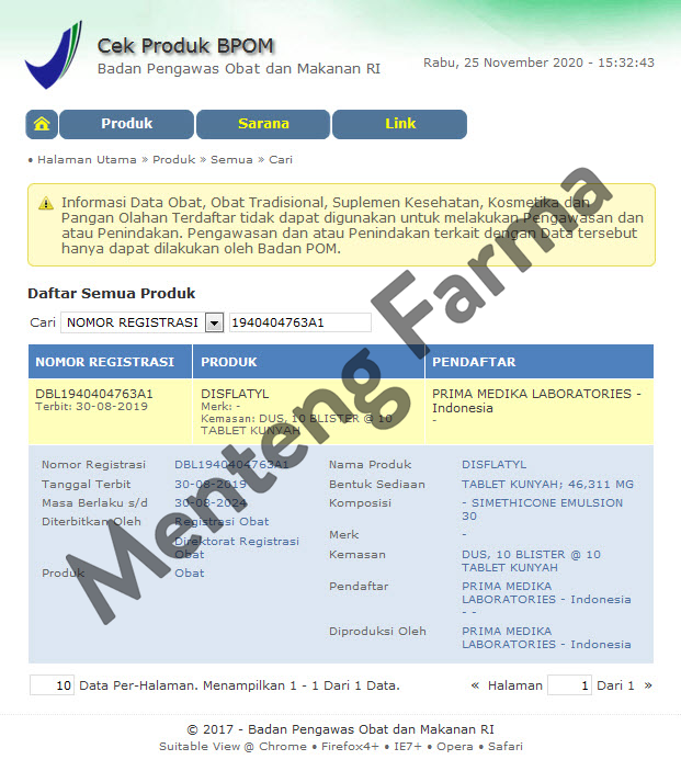 Disflatyl 40 Mg 10 Tablet - Obat Pereda Kembung dan Gas Lambung - Menteng Farma