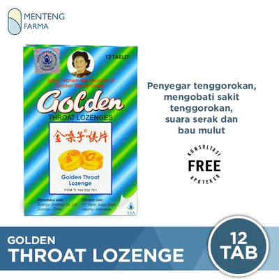 Golden throat Lozenge - Permen Pelega Tenggorokan / Bau Mulut - Menteng Farma