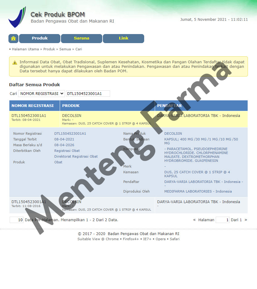 Decolsin Capsules - Menteng Farma