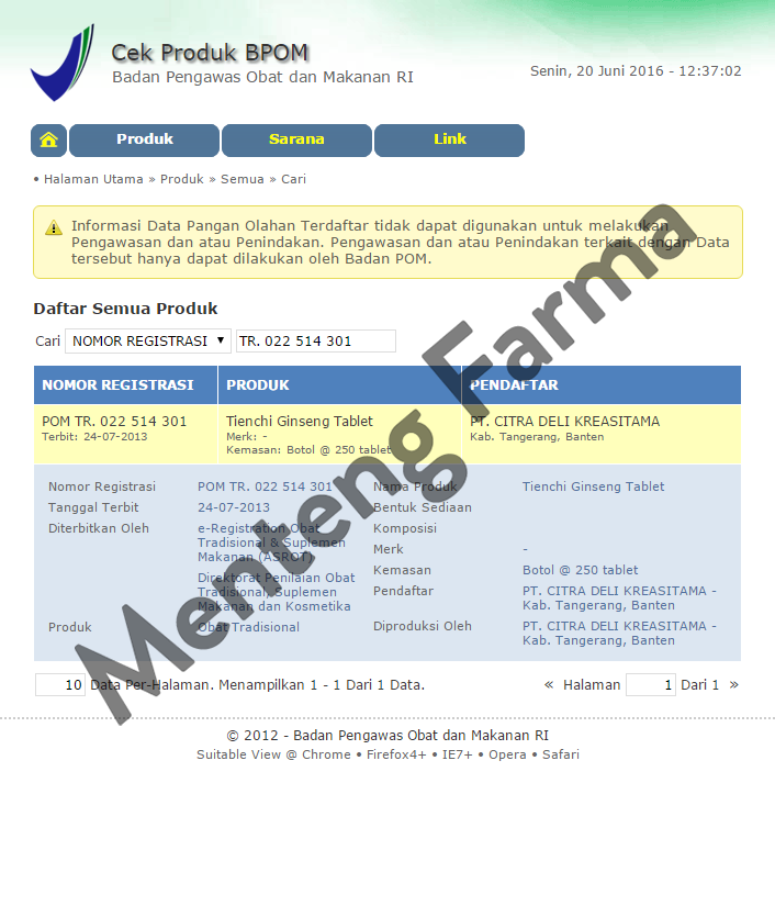 Raw Tienchi Tablets Isi 36 - Obat Penurun Kolesterol dan Hipertensi - Menteng Farma