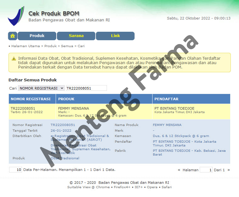 Femmy Mensana 6 Sachet - Menteng Farma