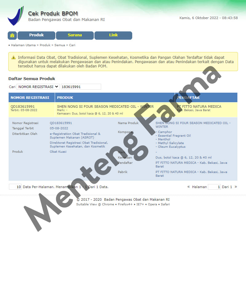 Four Season Medicated Oil Winter 20 mL - Menteng Farma