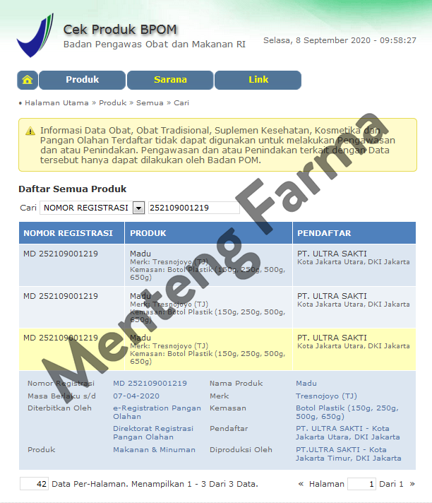 Madu TJ - 150 gr - Menteng Farma