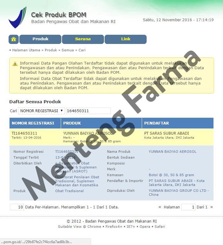 Yunnan Baiyao Aerosol 85 g - Menteng Farma