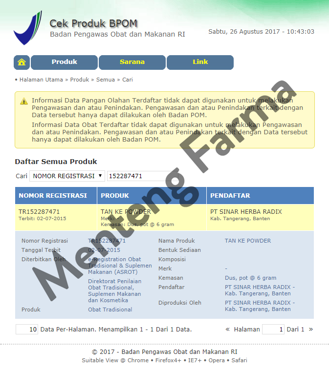 Tan Ke Jing San (Tan Ke Powder) - Menteng Farma