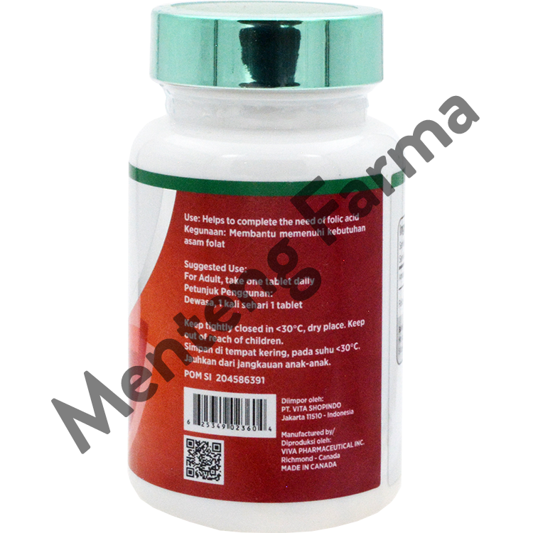 Nutriwell Folic Acid 60 Tablet - Vitamin Asam Folat 800mcg - Menteng Farma