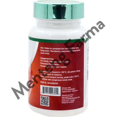 Nutriwell Folic Acid 60 Tablet - Vitamin Asam Folat 800mcg - Menteng Farma