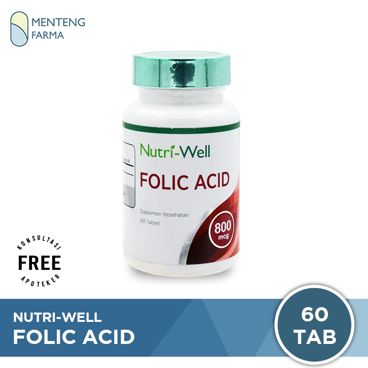 Nutriwell Folic Acid 60 Tablet - Vitamin Asam Folat 800mcg - Menteng Farma