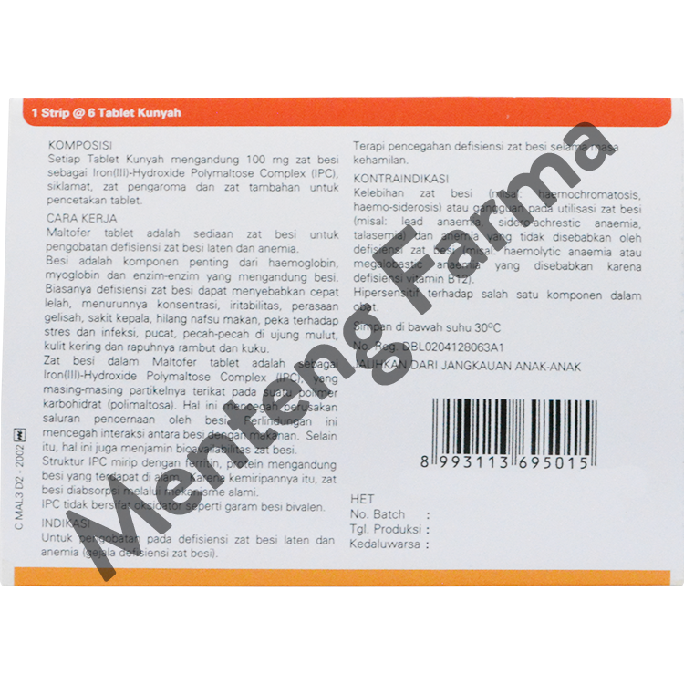 Maltofer Fol Tablet Kunyah 6 Tablet - Tablet Kunyah Obat Anemia - Menteng Farma