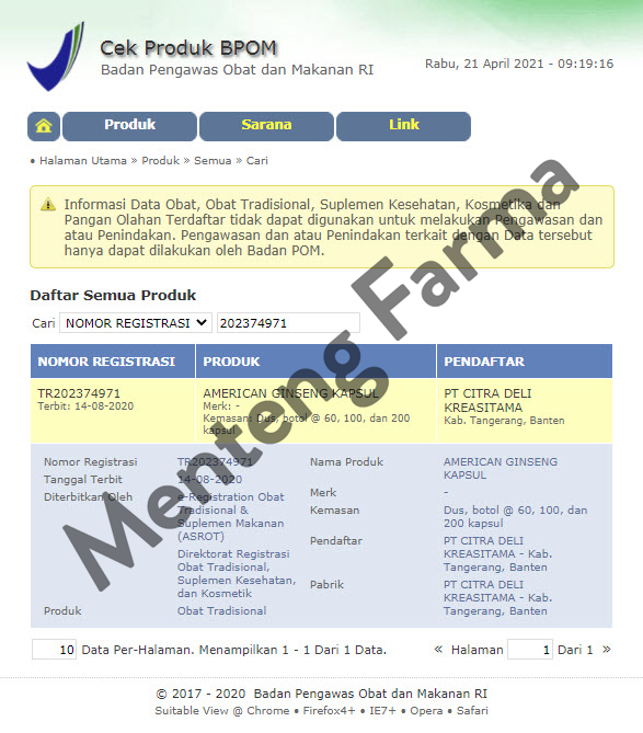 Pure American Ginseng (Capsules) - Suplemen Detoksifikasi, Imun Tubuh - Menteng Farma