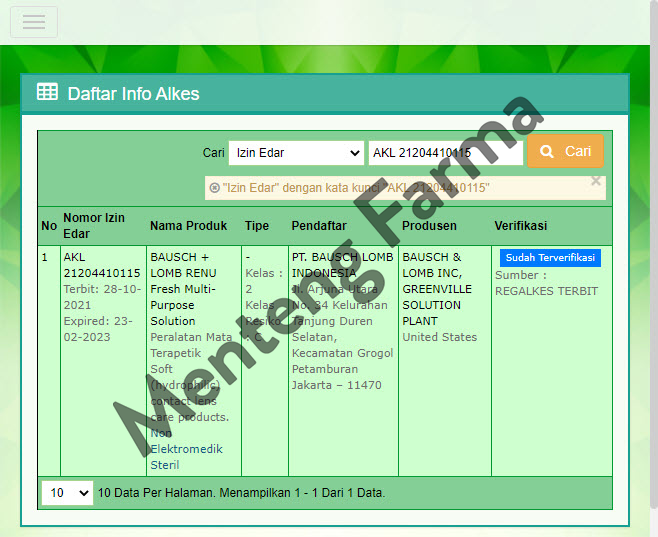 Renu Fresh Multi Purpose Solution 60 mL - Cairan Pembersih Lensa Kontak - Menteng Farma