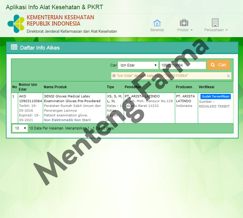 Sensi Latex Examination Gloves (Sarung Tangan Karet) Size L - Isi 200 - Menteng Farma
