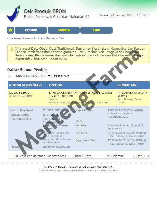 Safe Care Minyak Angin Aromatherapy Strong - Menteng Farma
