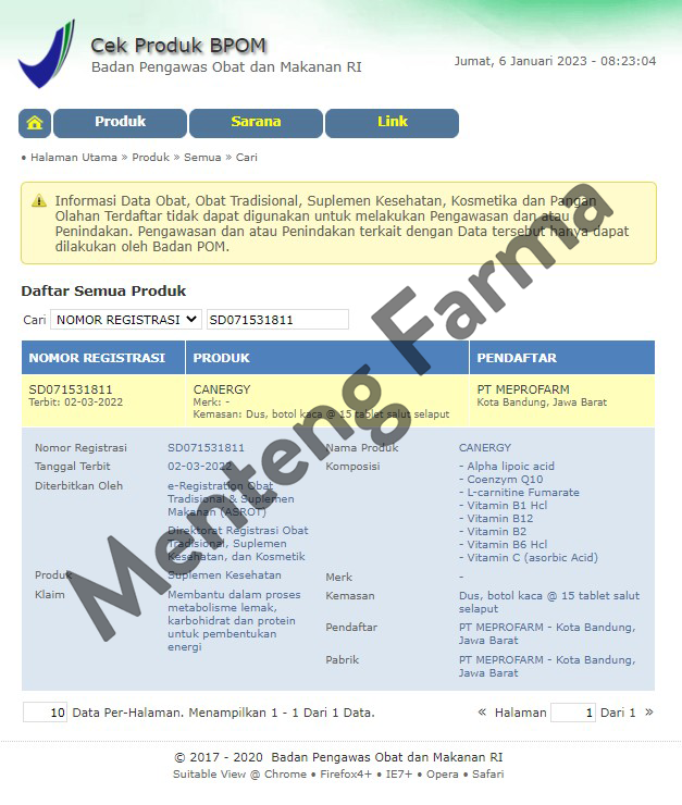 Canergy 15 Tablet - Suplemen Pendamping Diet / Suplemen Fitnes - Menteng Farma