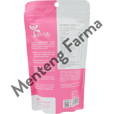 Youvit Beauty+ 30 Gummies - Multivitamin Kesehatan Kulit Kuku dan Rambut - Menteng Farma