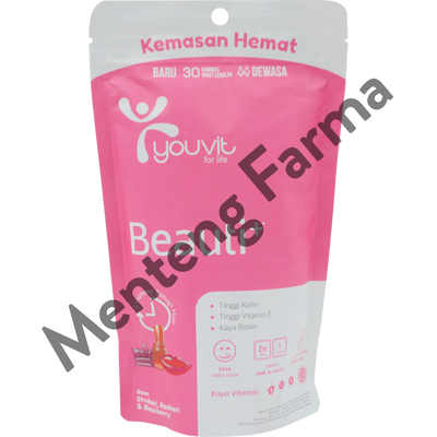 Youvit Beauty+ 30 Gummies - Multivitamin Kesehatan Kulit Kuku dan Rambut - Menteng Farma