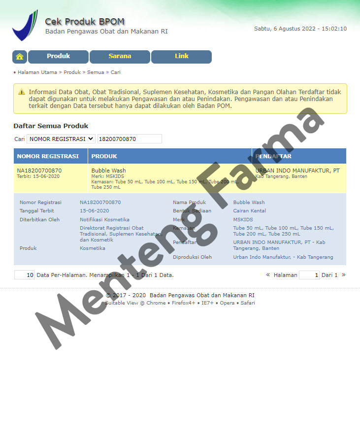 Ms Glow Kids Bubble Wash 250 mL - Sabun Mandi Bayi dan Anak - Menteng Farma