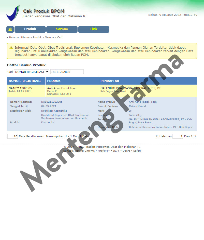 JF Anti Acne Facial Foam 70 Gram - Sabun Pembersih Muka Berjerawat - Menteng Farma