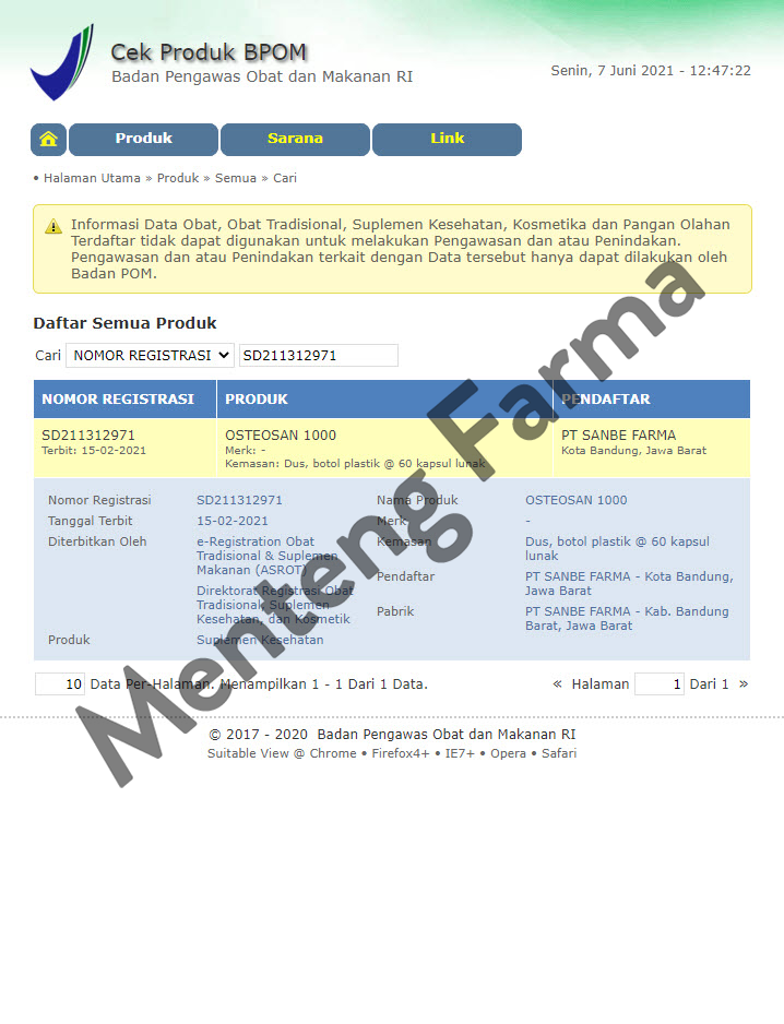 Osteosan 1000 IU 60 Kapsul - Suplemen Vitamin D3, Kesehatan Tulang, dan Imun Tubuh - Menteng Farma