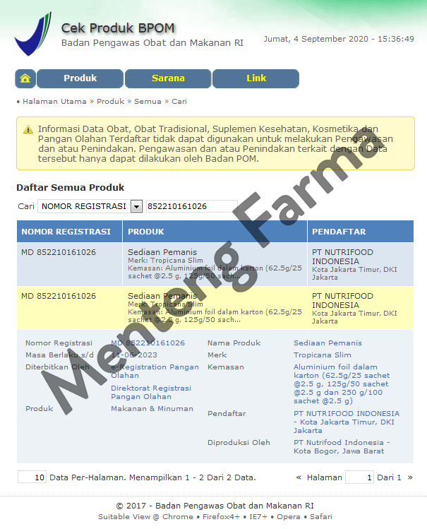 Tropicana Slim Classic 25 Sachet - Pemanis Alami Rendah Kalori - Menteng Farma