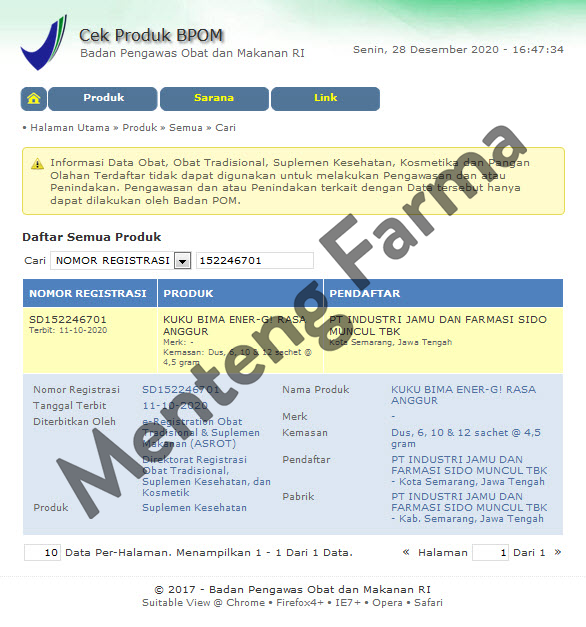 KukuBima Ener-G Anggur 6 Sachet - Menteng Farma