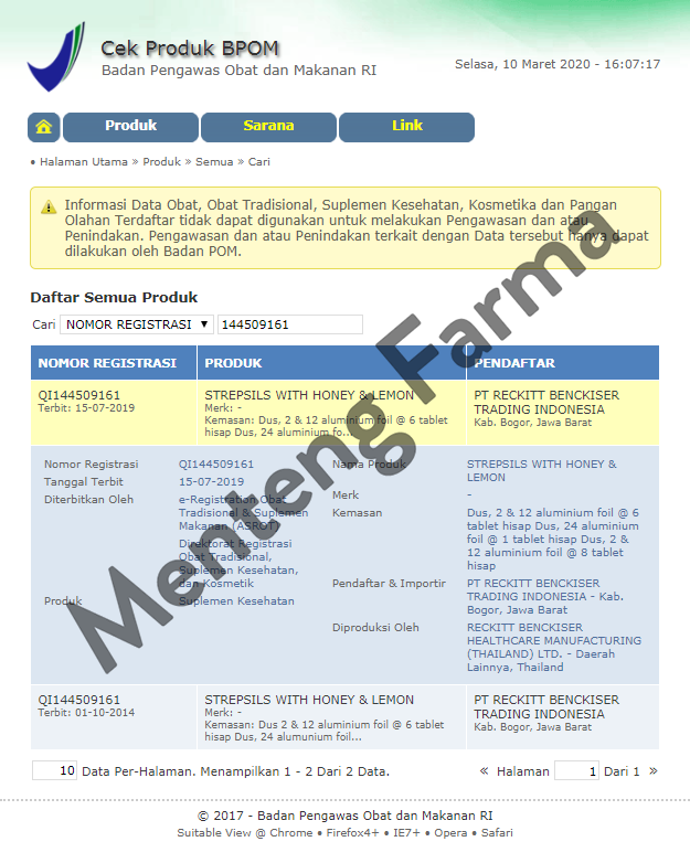 Strepsils Honey Lemon Flavor Sachet - Peremen Pelega Tenggorokan - Menteng Farma