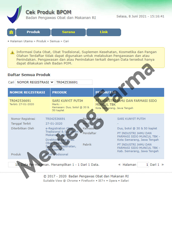 Sido Muncul Sari Kunyit Putih 30 Kaplet - Suplemen Imunitas untuk Kanker / Tumor - Menteng Farma