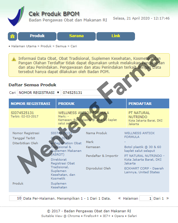 Wellness Antiox Formula Isi 30 Kaplet - Antioksidan Penangkal Radikal - Menteng Farma