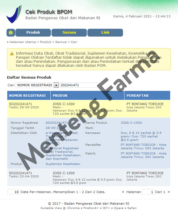 Joss C-1000 Box Isi 12 Sachet - Minuman Serbuk Vitamin C 1000 mg - Menteng Farma