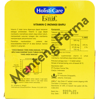 Holisticare Ester C 90 Tablet - Suplemen Vitamin C & Daya Tahan Tubuh - Menteng Farma