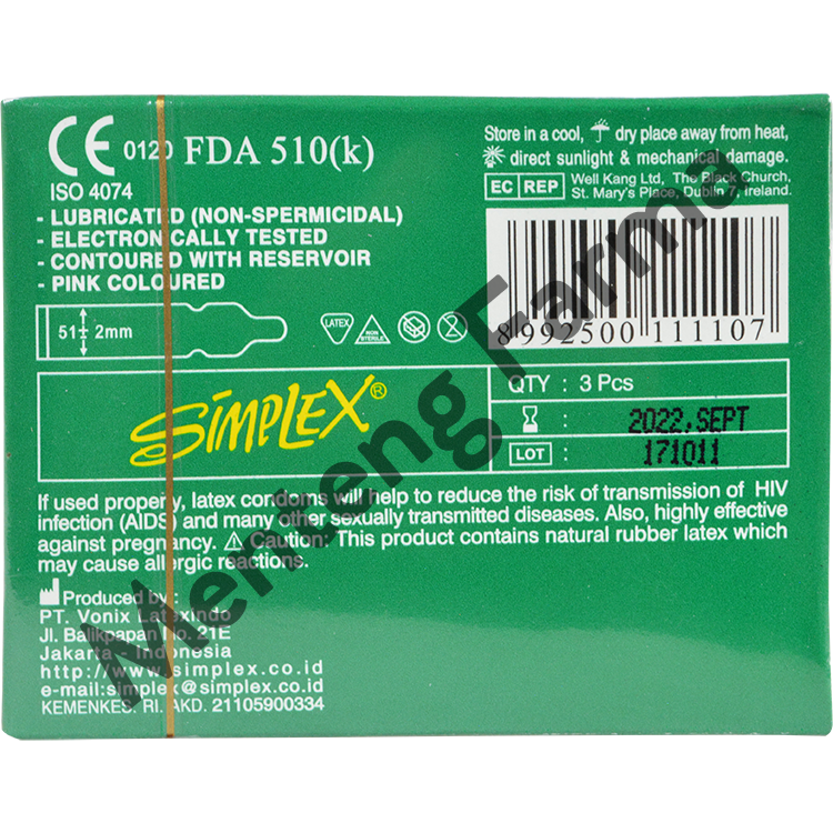 Kondom Simplex Standard Green - Isi 3 - Menteng Farma