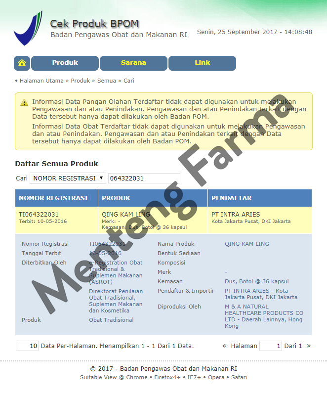 Qing Kam Ling (Liver Cleanse Capsule) - Menteng Farma