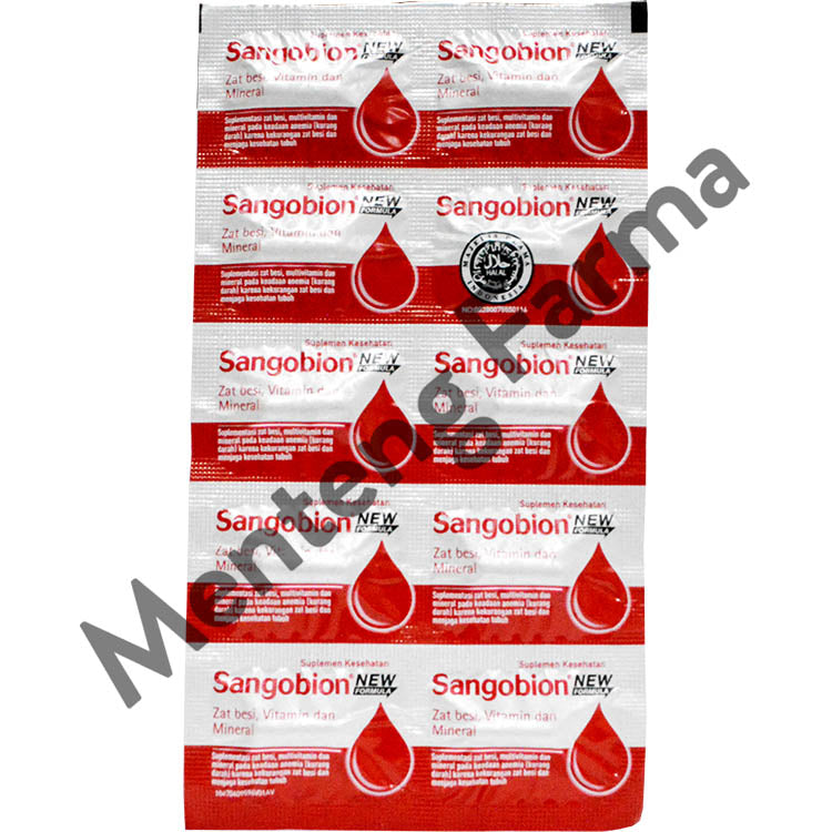 Sangobion Strip 10 Kapsul - Suplemen Penambah Darah dan Zat Besi, Meringankan Gejala Anemia - Menteng Farma