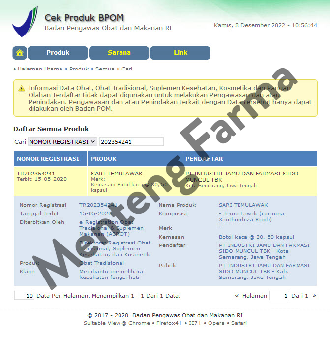 Sido Muncul Sari Temulawak 30 Kapsul - Menjaga Kesehatan Fungsi Hati - Menteng Farma