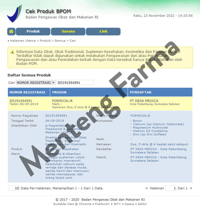 Formical-B 6 Kaplet - Suplemen Penambah Kalsium - Menteng Farma