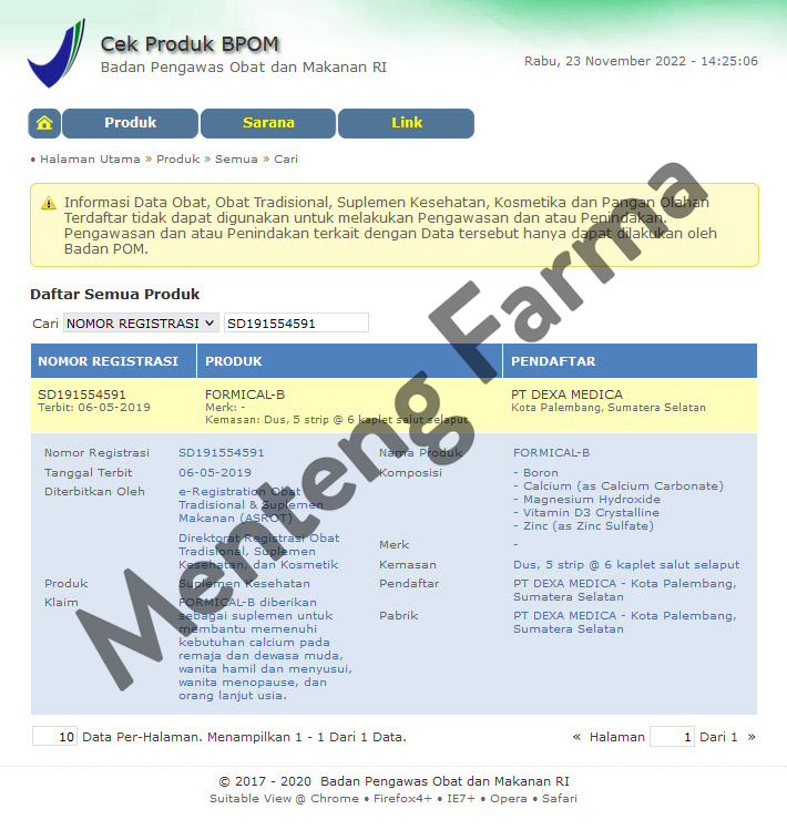Formical-B 6 Kaplet - Suplemen Penambah Kalsium - Menteng Farma