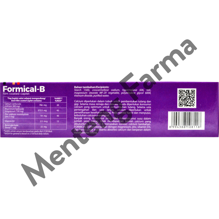 Formical-B 6 Kaplet - Suplemen Penambah Kalsium - Menteng Farma