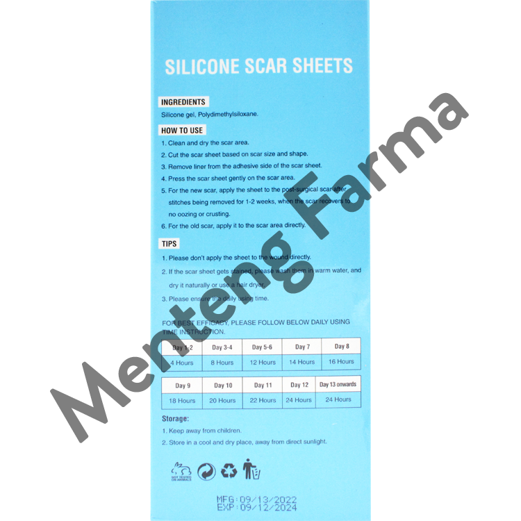 Silicone Scar Sheets Hodaf - Plester Silikon Gel Penghilang Bekas Luka Keloid dan Parut - Menteng Farma