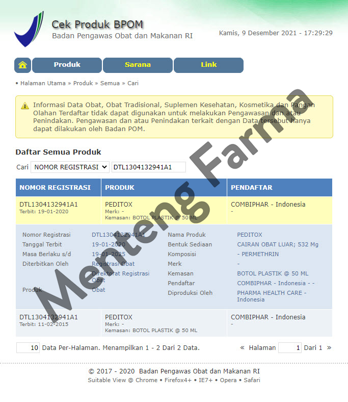 Peditox (Obat Pembasmi Kutu Rambut) - Menteng Farma